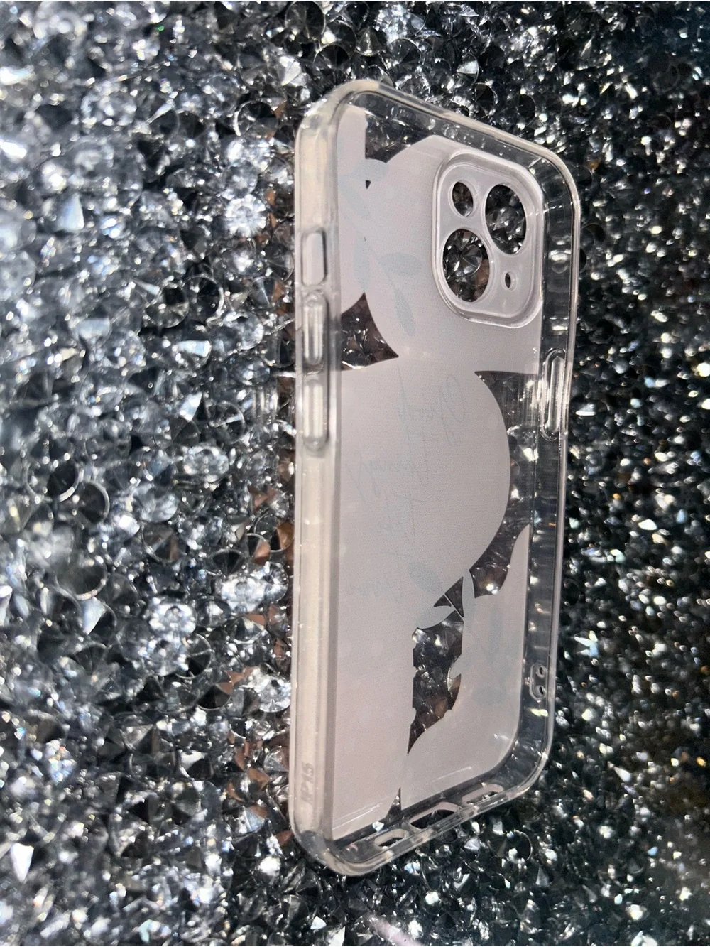 iPhone 15 Stylish Pink Floral Clear Phone Case with Script Accent